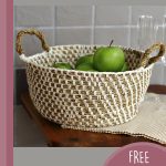 Hemp Crochet Utility Basket. Basket with apples in it || thecrochetspace.com