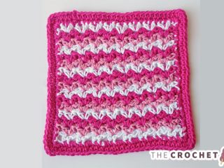 Higher Love Crochet Dishcloth. rows of pink and white, textured dishcloth || thecrochetspace.com