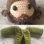 Hogwarts Crochet Sirius Black. Double image. Top imjage of head only close up. Bottom image of crafted green jacket close up || thecrochetspace.com