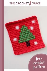 holiday tree crochet coaster || https://thecrochetspace.com