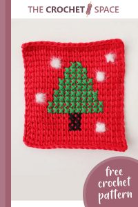 holiday tree crochet coaster || https://thecrochetspace.com