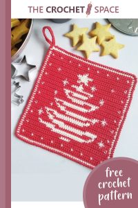 holiday tree crochet potholder || editor
