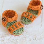 Honeysuckle Crocheted Baby Sandals. Crafted in orange || thecrochetspace.com