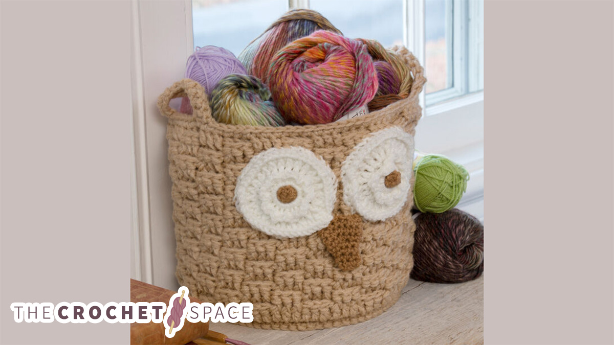 hoot owl crocheted container || editor