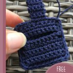 Keyring Crochet Coin Holder. Navy blue holder held between fingers || thecrochetspace.com