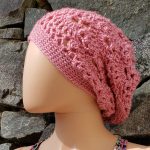 Lacy Slouchy Crochet Beanie. Dusky Pink Lace || thecrochetspace.com