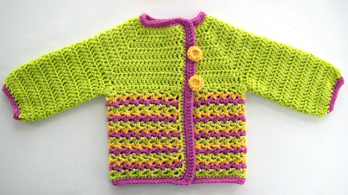 Loopy Love Crocheted Baby Sweater || thecrochetspace.com