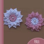 Lovely Crocheted Flower . 2x large, 3D, flowers one in white and 1x in pink with a pearl in the center || thecrochetspace.com