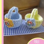 Lovely Crocheted Little Egg Baskets . Two baskets in lemon and mauve || thecrochetspace.com