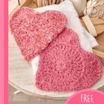 Lovely Hearts Crocheted Scrubby. 2x scrubby hearts on top of a flannel || thecrochetspace.com