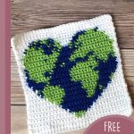 Loving Earth Crochet Square. Earth image inside heart || thecrochetspace.com
