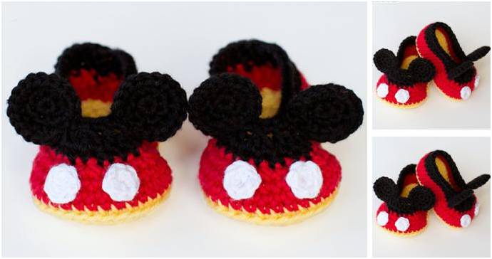 Mickey Mouse Crocheted Baby Booties 