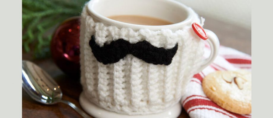 Mustache Crocheted Mug Hug  [FREE Crochet Pattern]