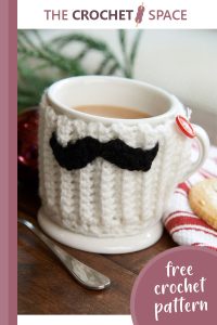 mustache crocheted mug hug || editor