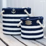 Nautical Nipper Crochet Baskets. Two sizes. Blue and white striped, rounded baskets || thecrochetspace.com