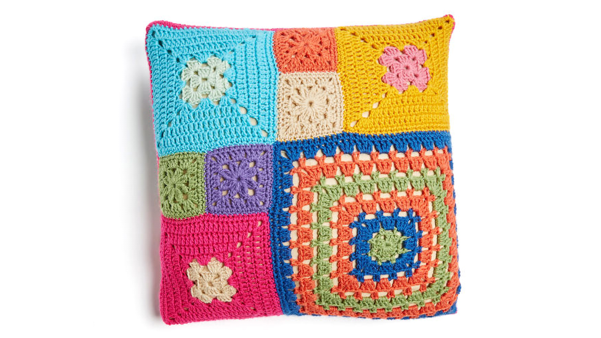 patched persuasion crochet pillows || editor