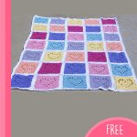 Patchwork Heart Crochet Blanket. Squares with heart in each square. || thecrochetspace.com