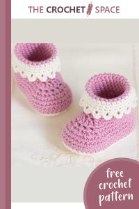 pink lady crocheted baby booties || editor
