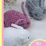 Plush Crochet Spring Bunny. Three Easter rabbits in different colors || thecrochetspace.com