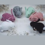Plush Crochet Spring Bunny. Different colored bunny's in a circle || thecrochetspace.com