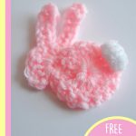 Quick Bunny Crochet Applique. One pink bunny with white bob tail || thecrochetspace.com