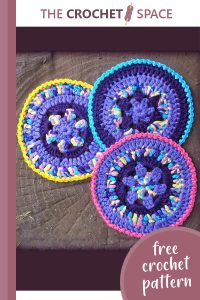 rainbow vermicelli crocheted coasters || editor