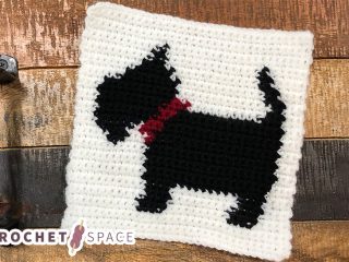 Scottie Dog Crochet Square || The Crochet Space