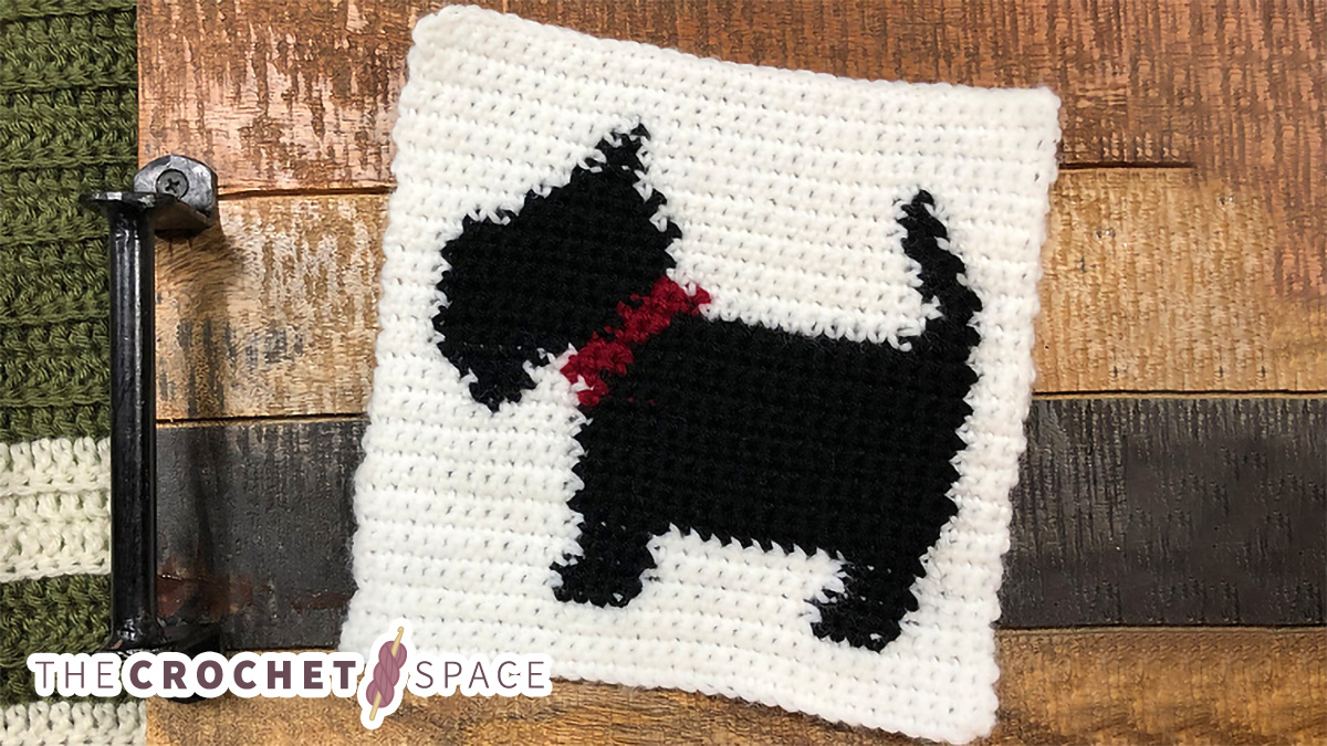 Scottie Dog Crochet Square || The Crochet Space