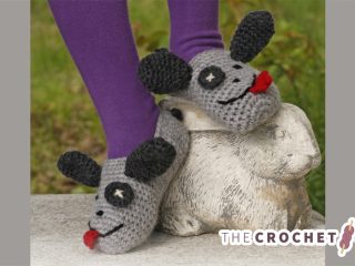 Silly Puppy Crocheted Dog Slippers