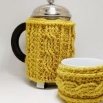 Simple Crochet Cafetiere Warmer. View of set || thecrochetspace.com