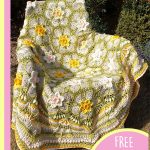 Spring Narcissus Crochet Cal. Fabulous spring colored throw, placed over a chair || thecrochetspace.com
