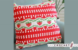 Strawberry Tapestry Crochet Pillow  || thecrochetspace.com