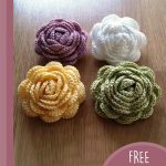 Stunning Crocheted 3D Rose. 4x different colored roses || thecrochetspace.com