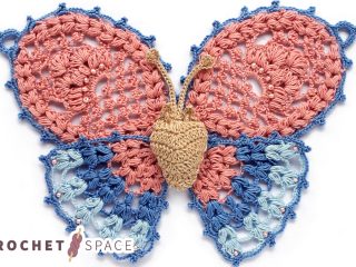 Stunning Crocheted Butterfly Applique || thecrochetspace.com