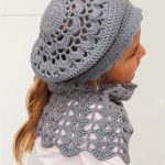 Sweet Marleen Crochet Hat Plus Neck Warmer. Crafted in greay, lace || thecrochetspace.com