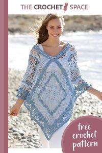 tide crocheted poncho with squares and stripes || editor