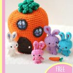 Travelling Amigurumi Rabbit Family. Rabbit house in bright orange, and crafted like a carrot || thecrochetspace.com