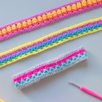 Tulip Stitch Crocheted Headbands. 3 different colored headbands crafted in Tulip Stitch || thecrochetspace.com