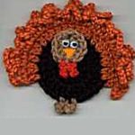 Turkey Crochet Fridge Magnet. Turkey crafted in browns and terracota with yellow beak || thecrochetspace.com