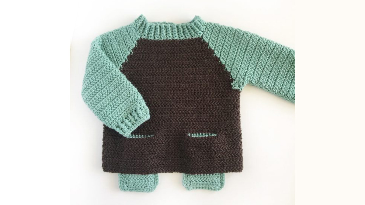 two pocket baby crochet sweater || editor
