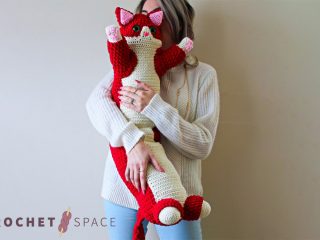 Valentine Crochet kitty Pillow || thecrochetspace.com