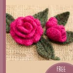 Versatile Crocheted Rosebud And Leaf. One large and one small rose with leaves || thecrochetspace.com