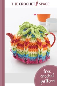 vibrant hibiscus crocheted tea cozy || editor